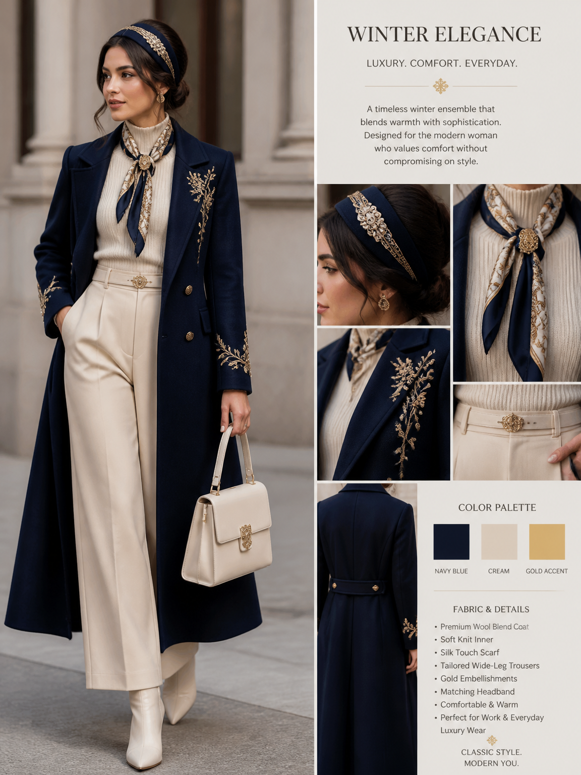 create winter unique work formal out fit luxury everday wear look and comfy with matching head band catchy pop elegant color outfit
create winter unique work formal out fit luxury everday wear look and comfy with matching head band catchy pop elegant color outfit , classic style