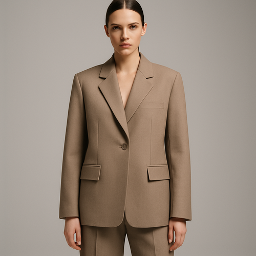 Coupe : boxy fit avec tombé structuré

Matière : texture soft matte, légèrement rigide, réflexion douce

Éclairage recommandé : studio, lumière blanche douce (5500K)

Pose : mannequin debout, regard droit, attitude confiante, fond neutre ou urbain