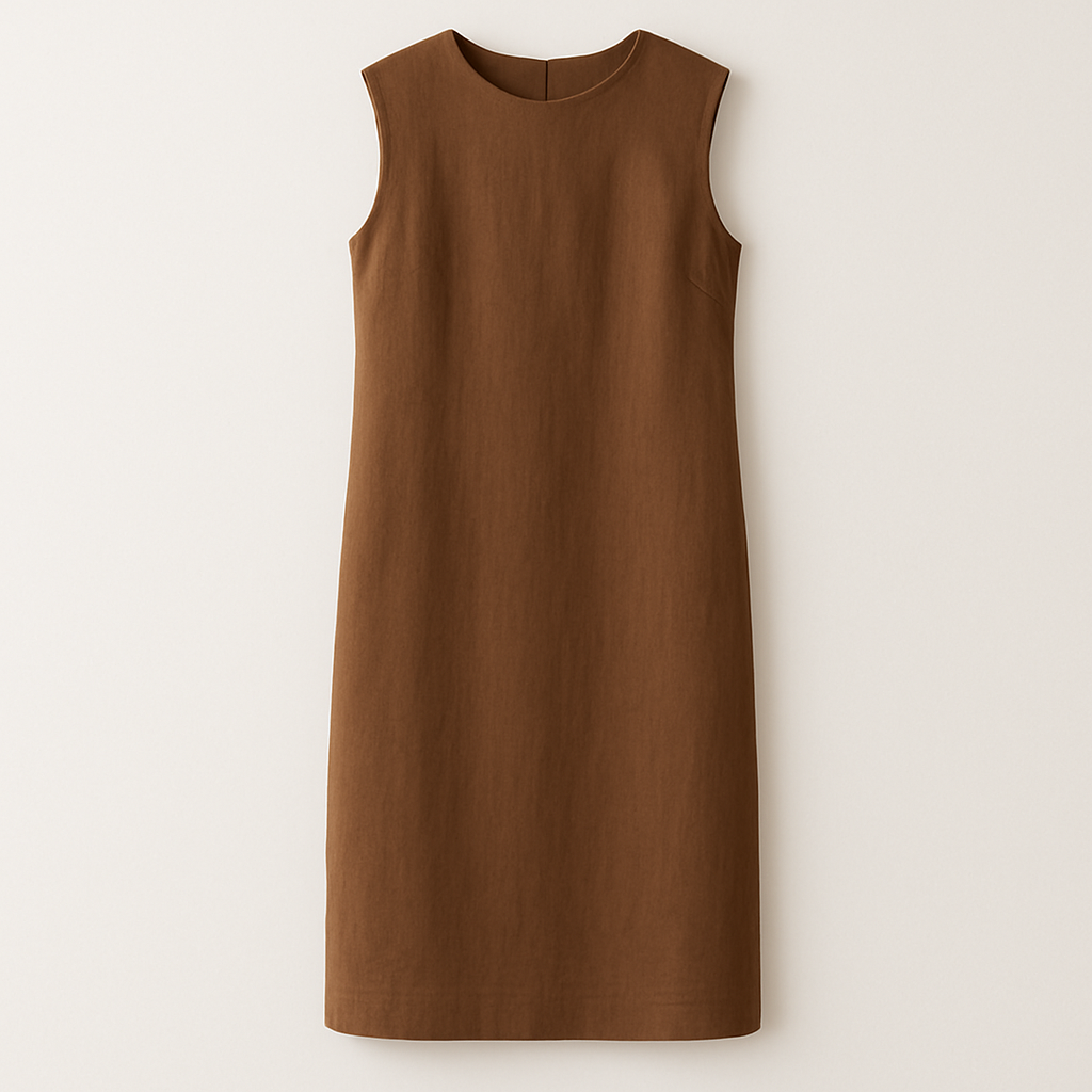 Beautiful dress brown 

Minimalist fashion design: Brown cotton sheath dress, simple cut, straight fit.