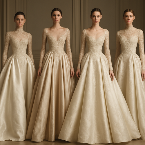 GROUP OF MODEL WITH COUTURE DRESS
