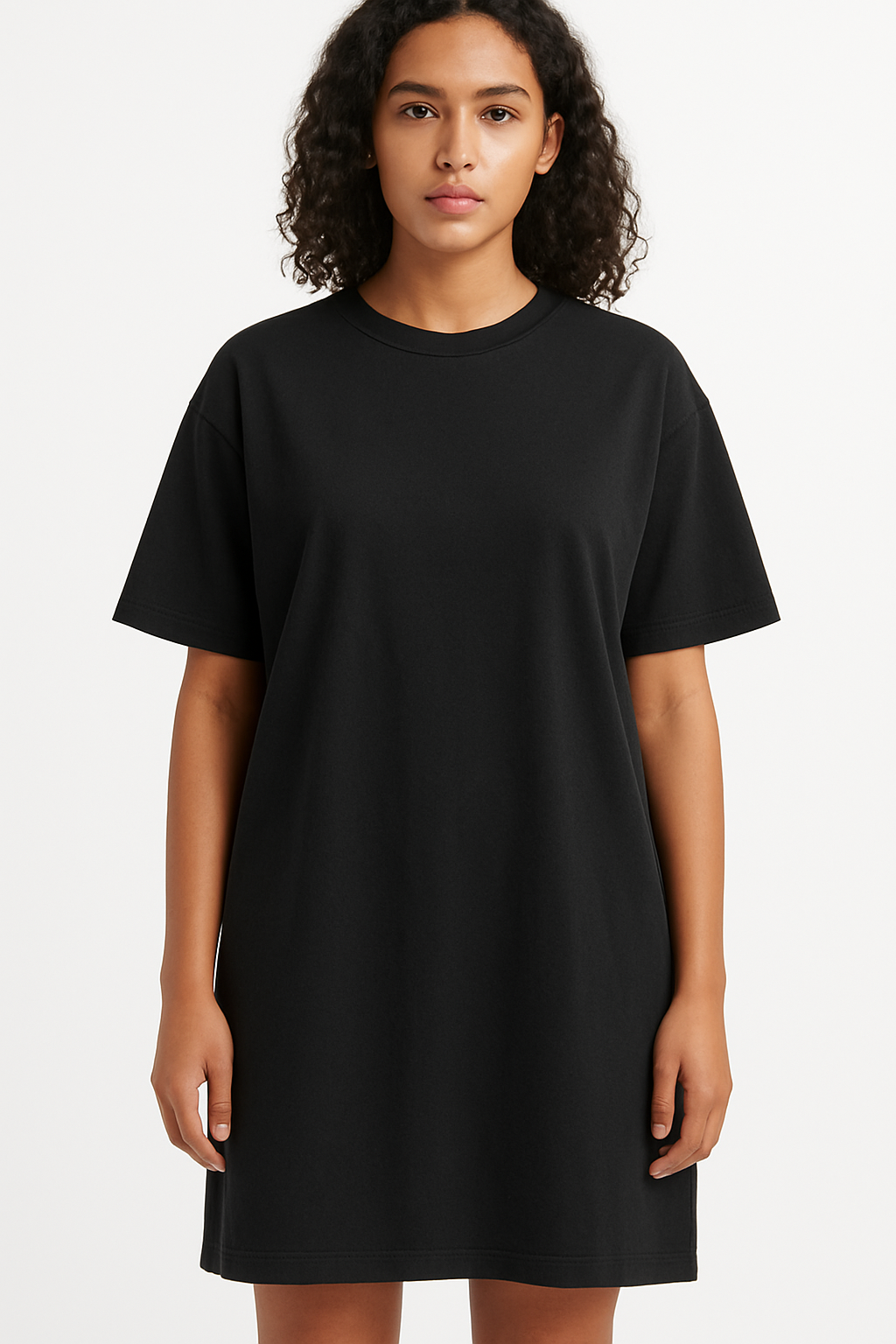 فستان عملي مع خلفيه بيضا تصوير احترافي ويظهر نوع القماش
Streetwear fashion design: Practical streetwear dress. White background, professional shot, showing fabric. Relaxed fit, cotton, solid color, minimal branding.