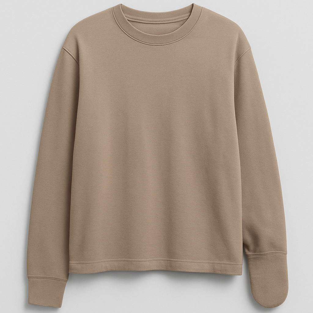 HAZME UNA CAMISETA DE MANGA LARGA Y EN UNA MANGA AL FINAL UNA GUANTE MITÓN

Long-sleeve t-shirt, relaxed fit, cotton knit, solid color, with a built-in mitten on one sleeve cuff.