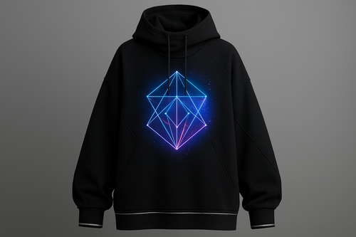 Create a  hoodie, inspired by the aesthetic of Into the AM. 
The designs should feature bold, futuristic, and cosmic-inspired artwork with vibrant gradients, 
psychedelic patterns, and streetwear edge. Each hoodie should feel like wearable art — blending 
comfort with statement visuals. Emphasize premium quality fabrics, oversized fits, and unique 
graphics that resonate with creative, tech-savvy, and visionary audiences. The brand identity 
should evoke themes of exploration, consciousness, and individuality. 